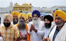 Newly 'elected' HSGPC president Jagdish Singh Jhinda at Darbar Sahib Amritsar.