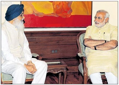 Parkash Singh Badal meets Indian Prime Minister Narendra Modi over HSGPC issue