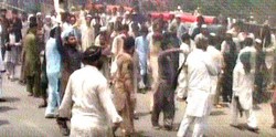 Screenshot of protests by Sikhs in Pakistan after killing of a Sikh on August 06, 2014