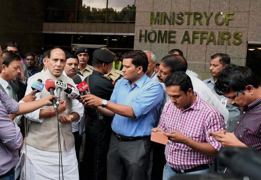 Indian Home Minister Rajnath Singh addressing media. [File Photo]