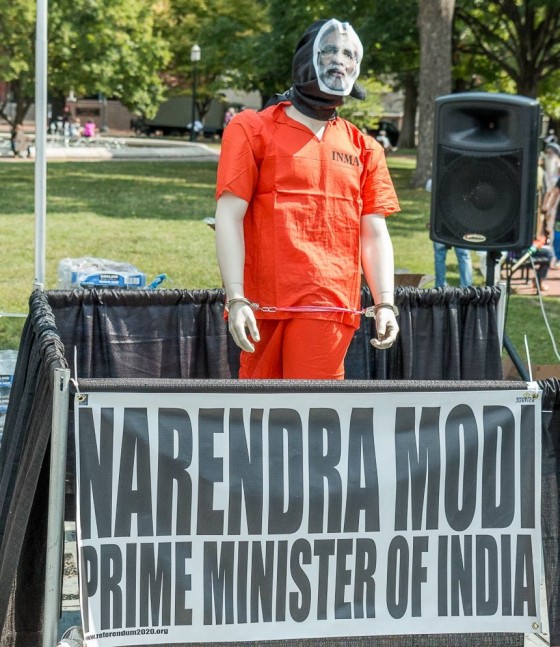 Citizen's Court in Washington indicts Indian PM Narendra Modi for Human Rights abuses in Gujrat 2002. A statue faced as Narendra Modi standing in the mock court [FIle Photo]