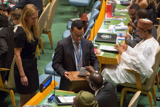 A delegate casts his country's ballot in the election of members for the Human Rights Council. [UN Photo/Evan Schneider]