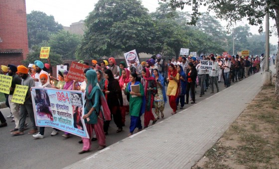 Another view of candle light march at Punjabi University Patiala