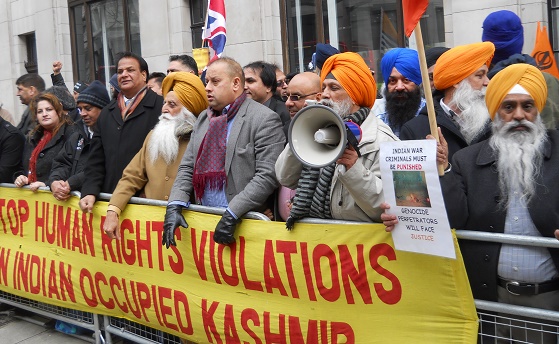 Sikh and Kashmiri activists hold protest on 26 January outside Indian High Commission in London