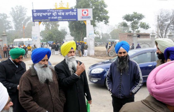 Representatives of various outside Gurdwara Amb Sahib in Phase 8, Mohali, on Monday