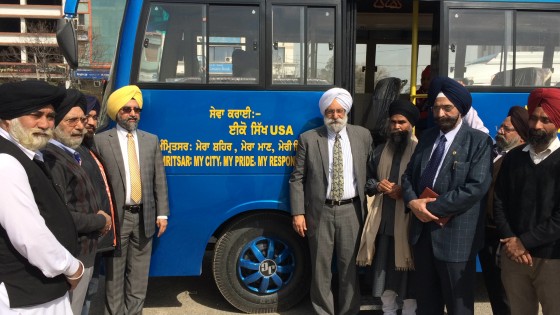 EcoSikh Team Launching Bus with Baba Kulwant Singh and others