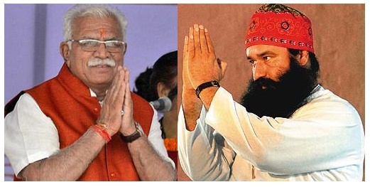 Manohar Lal Khattar (L) | Gurmeet Ram Rahim (R) [File Photos]