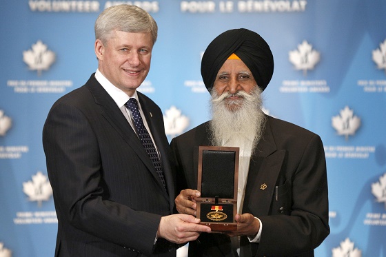 Raghbir Singh Bains Decorated With Prime Minister Volunteer Award in Canada