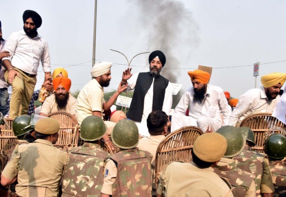 Manjit Singh GK, president DSGMC, led the protests