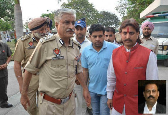 Punjab DGP Sumedh Singh Saini comes out of a hospital in Amritsar where Shiv Sena leader Harvinder Soni (inset) is being treated | Photo Courtesy: The Tribune/ RK Soni