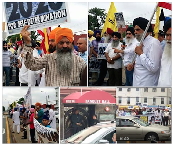 Sikhs protest against SAD (Badal) delegation in USA