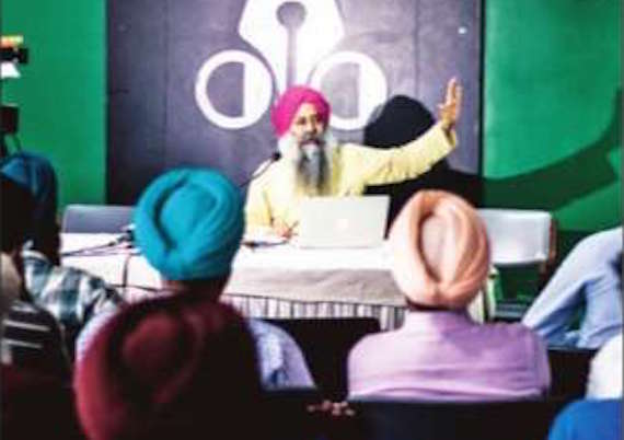 Bhai Baldeep Singh addressing the press conference