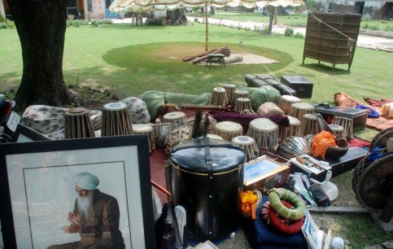 Musical instruments of Anad Foundation lie in the open | Photo: The Tribune