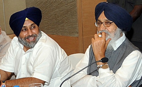 Sukhbir Badal and Parkash Singh Badal [File Photo]