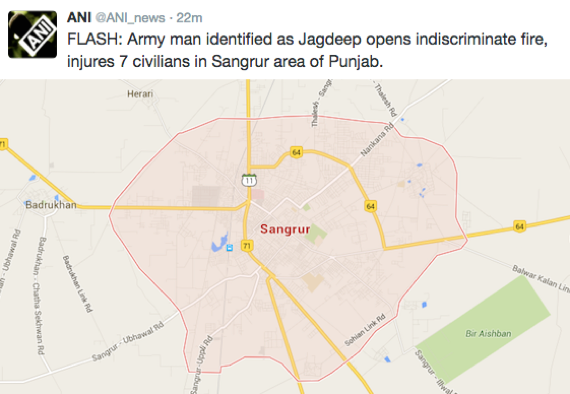 Indian Armyman opens fire in Sangrur, 7 reportedly injurred