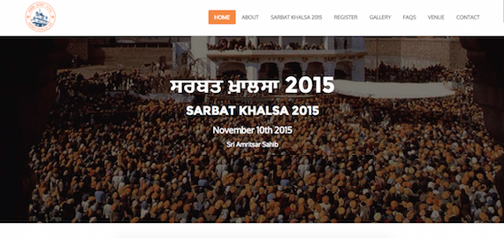 A part of screenshot from Sarbat Khalsa 2015 Website.