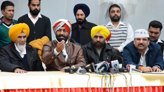 Sukhpal Khaira addressing the press conference at Chandigarh