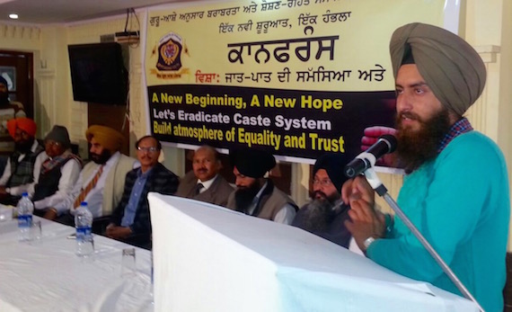 A Sikh youth activist addressing the gathering