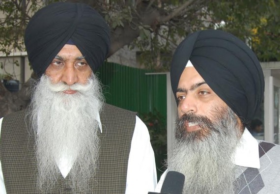 Kanwar Pal Singh speaking to media persons. Also seen is Harpal Singh Cheema.