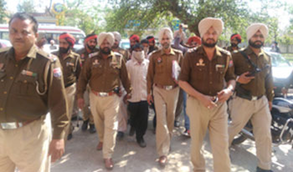 Accused being produced in court at Baba Bakala Court Complex