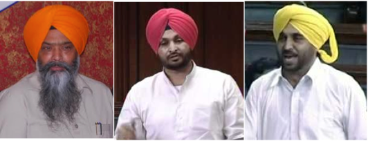 Prem Singh Chandumajra (L), Ravneet Bittu (C) and Bhagwant Mann (R) [File Photos]