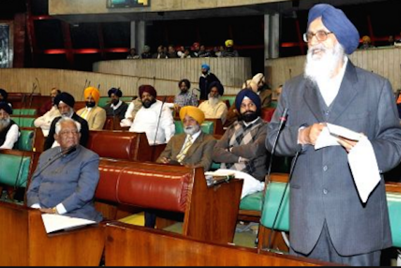 Punjab CM Parkash Sigh Badal addressing the Punjab State Assembly (called Vidhan Sabha) [File Photo]