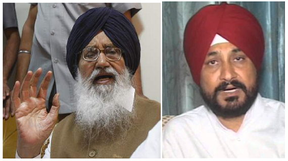 Parkash Singh Badal (L) and Chahranjit Channi (R) [File Photos]