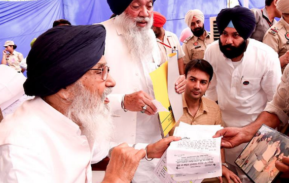 Punjab CM Parkash Singh Badal during Sangat Darshan at Rajasansi