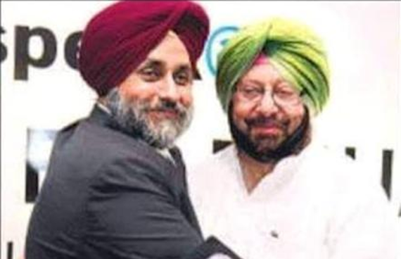 Sukhbir Badal and Amarinder Singh [File Photo]