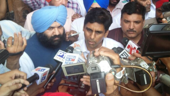 Naresh Yadav talking to media persons