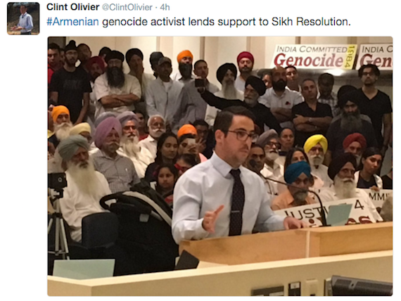 #Armenian genocide activist lends support to Sikh Resolution.