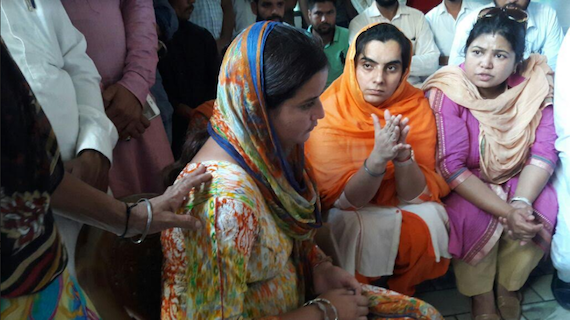 Prof. Baljinder Kaur with victim Ramanjeet Kaur at her village Kotla Mehar Singh Wala