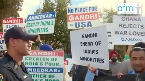 Another view of protest against Gandhi Statue in California, USA