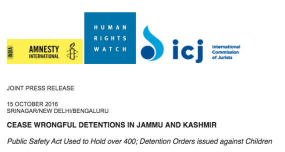 CEASE WRONGFUL DETENTIONS IN JAMMU AND KASHMIR