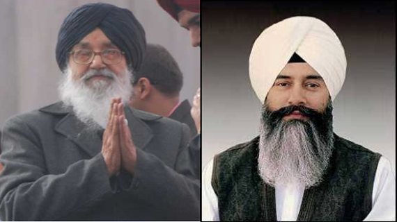 Parkash Singh Badal (L), Gurinder Singh Dhillon (R) [File Photo]