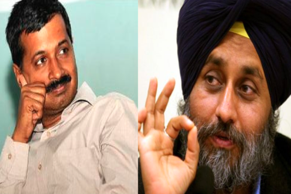 Arvind Kejriwal (L), Sukhbir Badal (R) [File Photos]