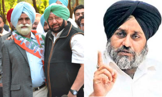 Swaran Singh Phillaur with Capt. Amarinder Singh (L), Sukhbir Badal (R) [File Photo]