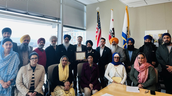 A copy of proclamation presented to Dr Harinder Singh, brother of Saka Nakodar 1986 Shaheed Bhai Ravinder Singh Littran