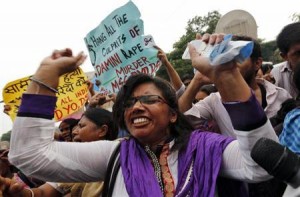 A demonstrator shouts slogans out side a court in New Delhi A demonstrator shouts slogans out side a court in New Delhi