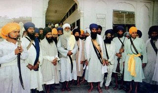 [File Photo] Baba Daya Singh and others with Sant Jarnail Singh Khalsa Bhindranwale