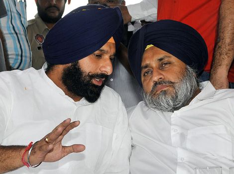 Bikram Majithia (L) and Sukhbir Badal (R)