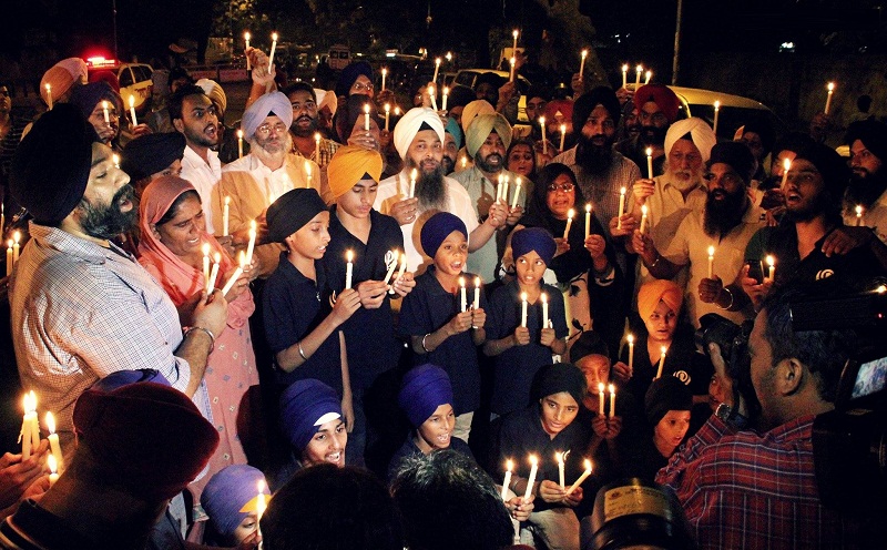 A view of Candle Light Vigil at held at Delhi