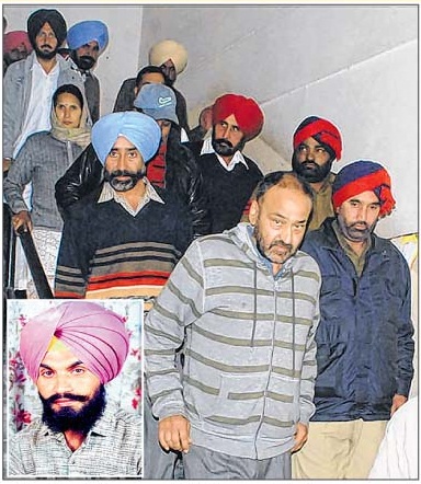 Convicted cops being taken to Bathinda Jail - [Inset - Victims Paramjit Singh's file photo]