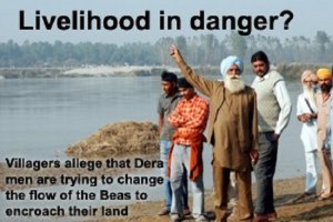 Change of flow of river beas triggered by Dera Radha Swami Beas endangers livelihood of farmers | Photo Source The Tribune, Jalandhar Edn., (05 December 2008)