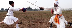 Gatka instructor Avtar Singh (R) and another demonstrating gatka at Punjab University Patiala sports ground [File Photo]