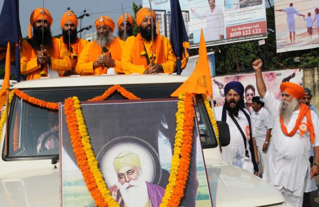 Panj Pyare leading Nagar Kirtan organised by Gurudwara Sadh Sangat in Visakhapatnam