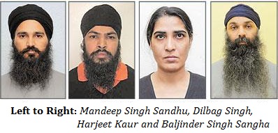 (Left to Right) Mandeep Singh Sandhu, Dilbag Singh, Harjeet Kaur and Baljinder Singh Sangha