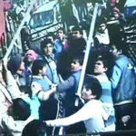 A CCTV image of the incident - AAP office beign vandalised
