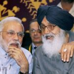 Narindra Modi (L) and Parkash Singh Badal (R)