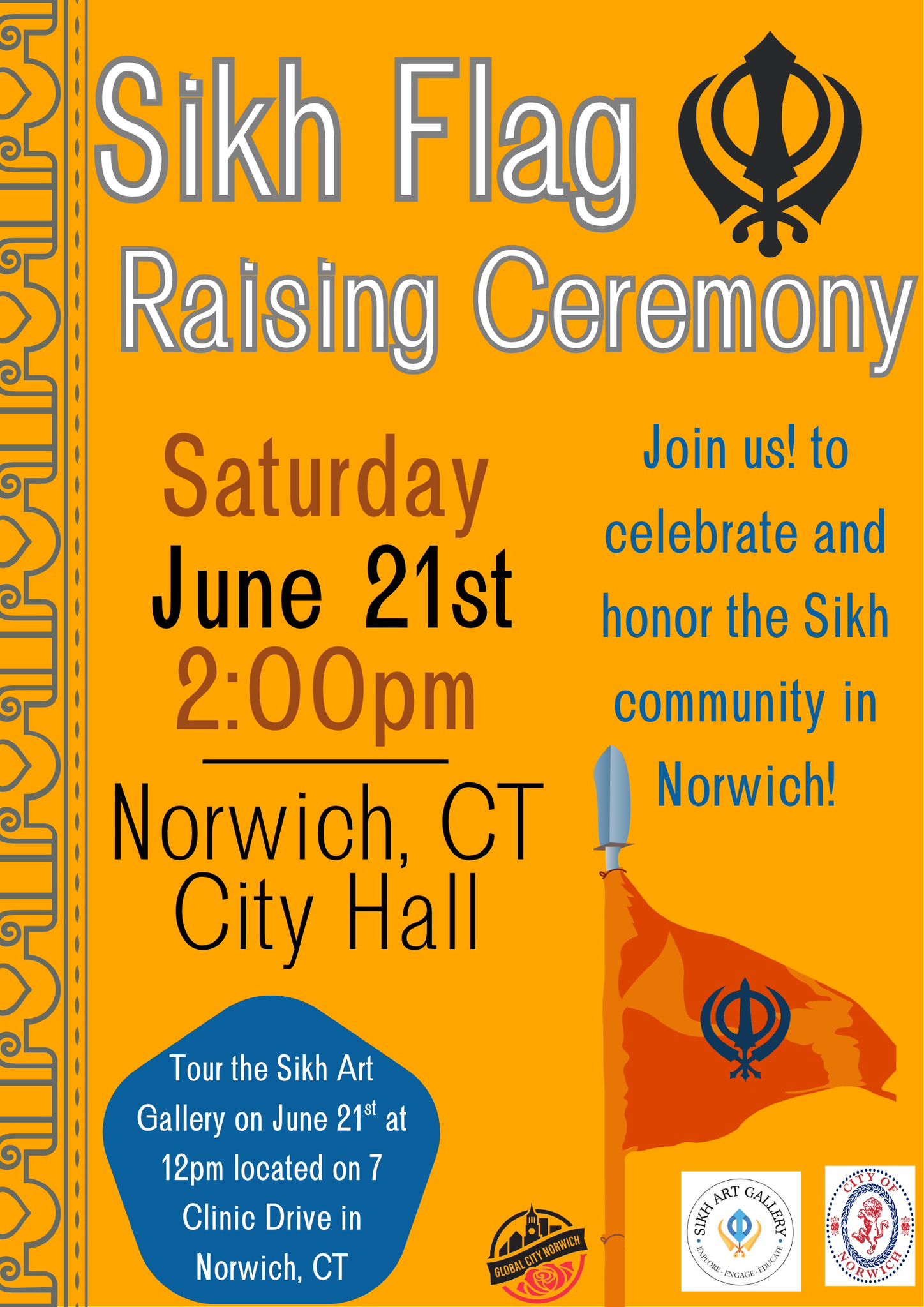 Sikh Flag Raising Ceremony to Be Held at Norwich City Hall on June 21